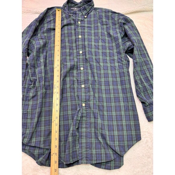 Polo Ralph Lauren Yarmouth 100% cotton Blue/Green Plaid 16 32/33 button up LS - Picture 5 of 12